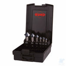 Assortimento RUKO ULTIMATECUT HSS RUnaTEC DIN 335 forma C a 90° da 6 pezzi, con svasatori di diametro 6,3–20,5 mm in custodia