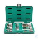 Cassetta SATA da 18 pezzi con bussole bit da 1/4" e bussole Triple Square da 1/2" lunghe 50 e 100 mm