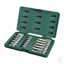 Cassetta SATA da 18 pezzi con bussole bit Torx da 1/4" e 1/2" nelle lunghezze 50 e 100 mm