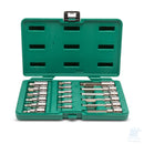 Cassetta SATA da 18 pezzi con bussole bit esagonali da 1/4" e 1/2" nelle lunghezze 50 e 100 mm