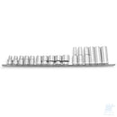 Set SATA da 16 bussole esagonali metriche standard e lunghe da 1/2" su rotaia portabussole