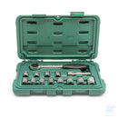 Cassetta SATA da 14 pezzi con cricchetto a testa tonda da 3/8" e bussole esagonali metriche da 8 a 19 mm