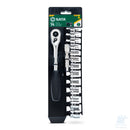 Confezione del set SATA da 14 pezzi con cricchetto da 3/8", bussole metriche da 8 a 19 mm e prolunga oscillante