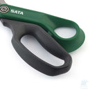 Dettaglio impugnatura gommata ergonomica delle forbici SATA ST93128 per massimo controllo di taglio