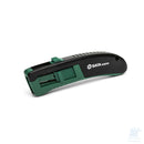 Coltello di sicurezza SATA ST93623G a lama auto-retrattile con corpo in ABS e cursore ambidestro, vista laterale.