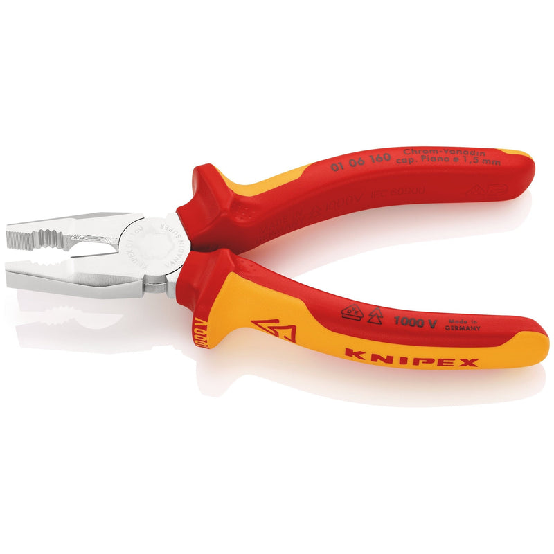 Pinza universale al cromo vanadio, manici bicomponente VDE Knipex