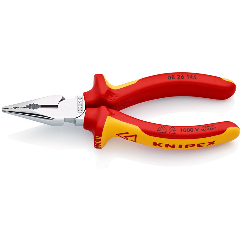 Pinza universale con testa punta, cromata, manici bicomponente VDE Knipex