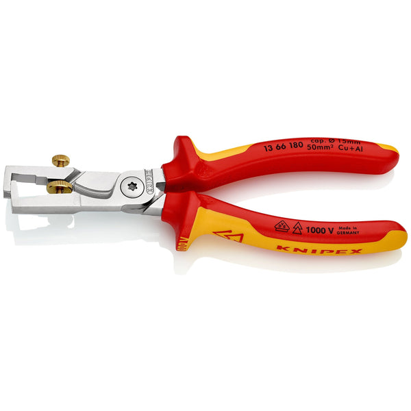 StriX®, Pinza spelacavi con cesoia per cavo, cromata manici materiale bicomponente VDE Knipex