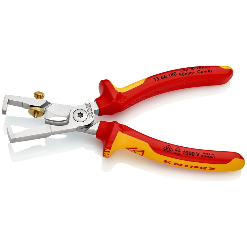 StriX®, Pinza spelacavi con cesoia per cavo, cromata manici materiale bicomponente VDE Knipex