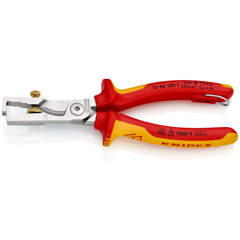 StriX®, Pinza spelacavi con cesoia per cavo, cromata manici materiale bicomponente VDE Knipex