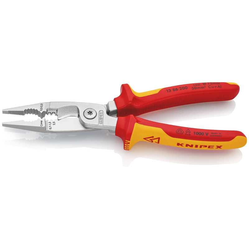 Knipex 1386200 pinza elettroinstallazioni cromata manici bicomponente vde 13 86 200