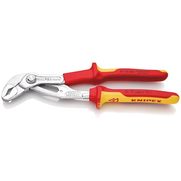 Pinza Cobra® cromata, manici materiale bicomponente isolati collaudati VDE Knipex