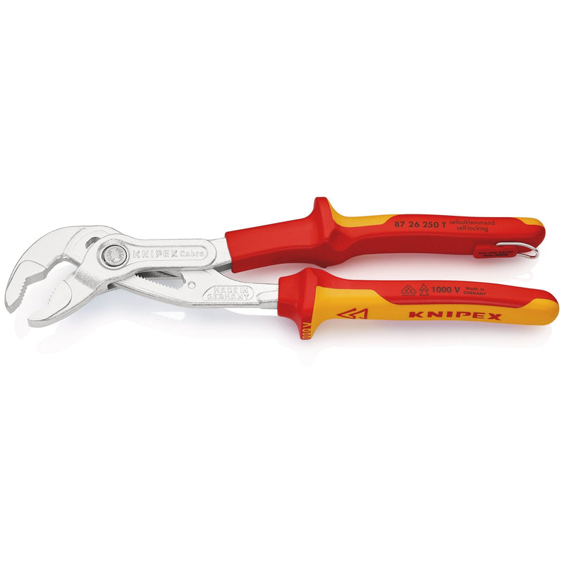 Pinza Cobra® cromata, manici materiale bicomponente isolati collaudati VDE Knipex