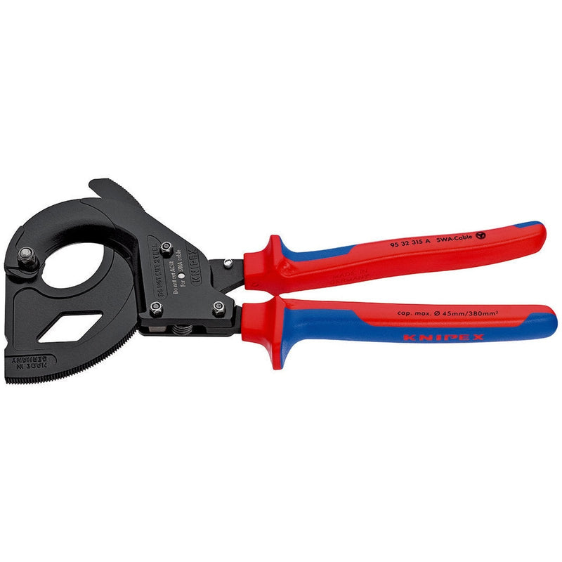 Cesoie cremagliera, sistema cricchetto, per cavo nastro d'acciaio SWA Knipex