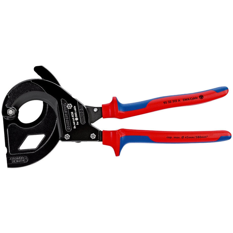 Cesoie cremagliera, sistema cricchetto, per cavo nastro d'acciaio SWA Knipex