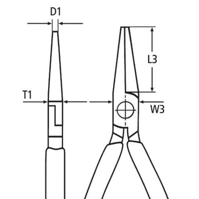 Pinza becchi tondi, bonderizzata nera, manici bicomponente Knipex