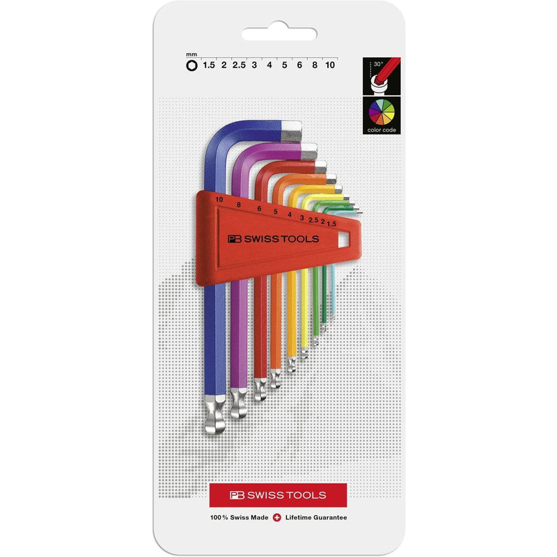 PB Swiss Tools 212.H-10RBCN Assortimento chiavi esagonali colorate a L Ball-end - 9 pezzi