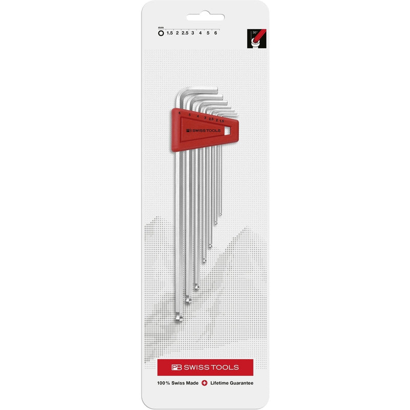 PB Swiss Tools 212.LH-6CN Assortimento chiavi esagonali a L cromate lunghe Ball-End - 7 pezzi