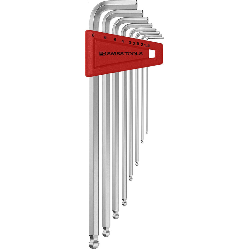 PB Swiss Tools 212.LH-8CN Assortimento chiavi esagonali a L cromate lunghe Ball-End - 8 pezzi