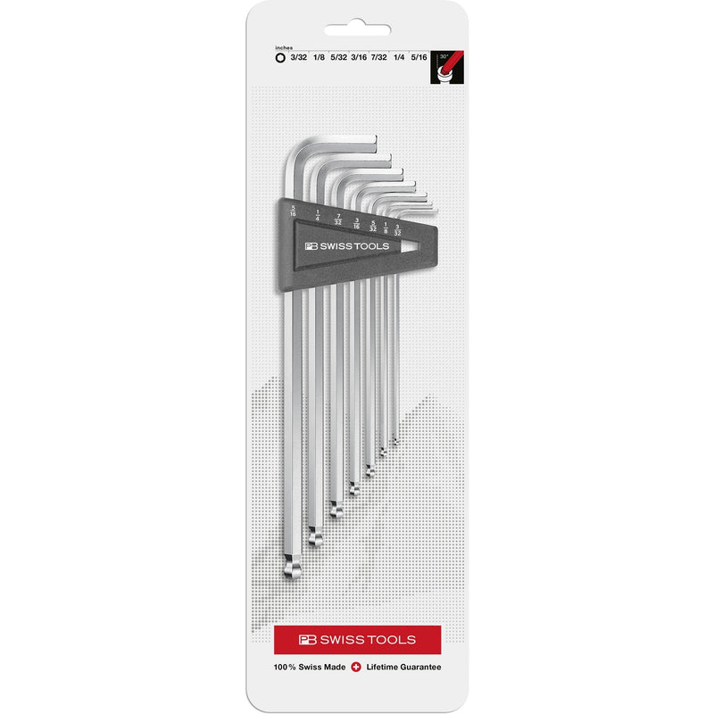 PB Swiss Tools 212Z.L-HCN Assortimento chiavi lunghe esagonali a L cromate Ball-end, in pollici