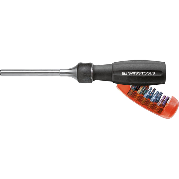 PB Swiss Tools 6510.R-100 Impugnatura con cricchetto per inserti 1/4", 10 PrecisionBits C6