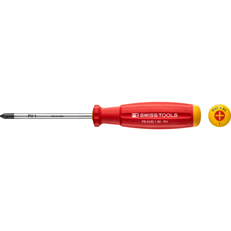 PB Swiss Tools 8190.1-80 Cacciavite SwissGrip Phillips Ph 1x80