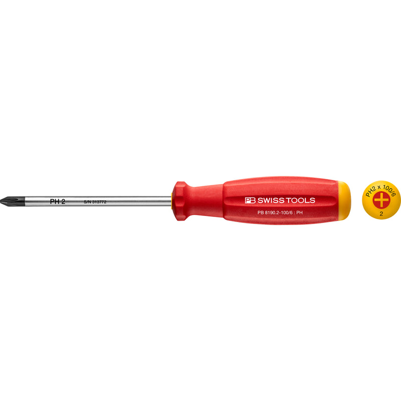 PB Swiss Tools 8190.2-100/6 Cacciavite SwissGrip Phillips Ph 2x100