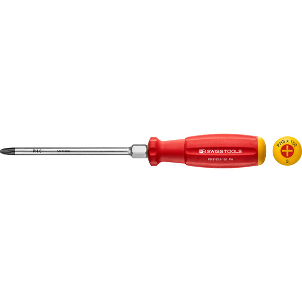 PB Swiss Tools 8193.3-150 Cacciavite SwissGrip Phillips Con Esagono Ph 3x150
