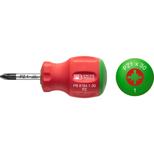 PB Swiss Tools 8194.1-30 Cacciavite Nano SwissGrip Stubby Pozidriv Pz 1x30