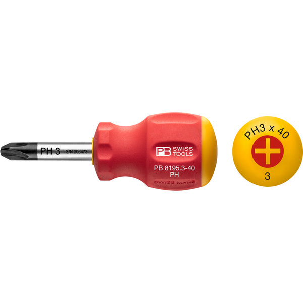 PB Swiss Tools 8195.3-40 Cacciavite Nano SwissGrip Stubby Phillips Ph 3x40