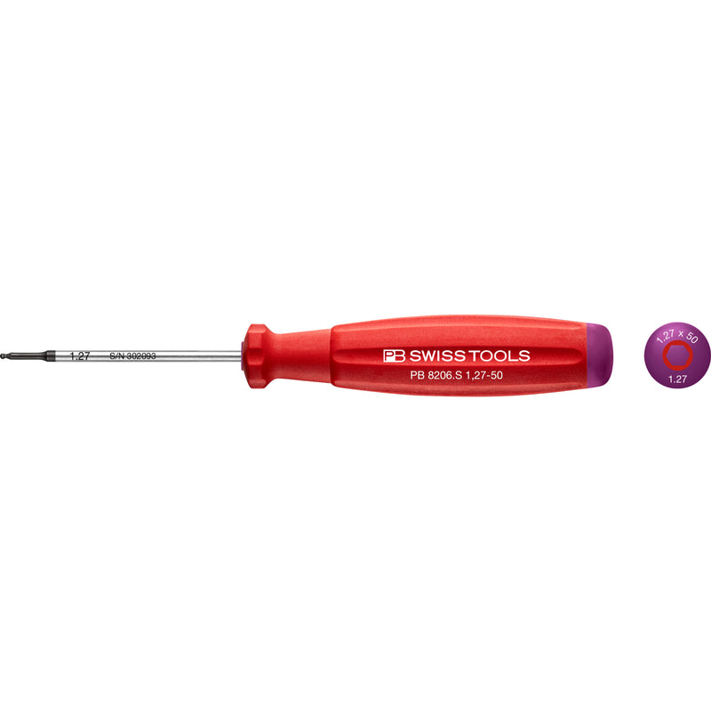 PB Swiss Tools 8206.S1,27-50 Cacciavite SwissGrip Esagonale Ball-End per Viti E.I. 1,27x50