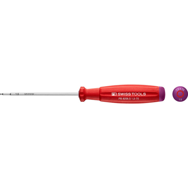 PB Swiss Tools 8206.S1,5-70 Cacciavite SwissGrip Esagonale Ball-End per Viti E.I. 1,5x70