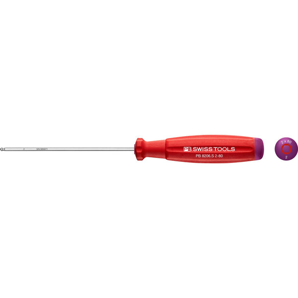 PB Swiss Tools 8206.S2-80 Cacciavite SwissGrip Esagonale Ball-End per Viti E.I. 2x80