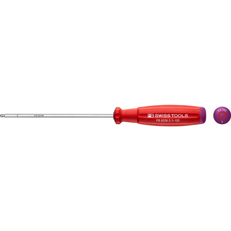 PB Swiss Tools 8206.S3-100 Cacciavite SwissGrip Esagonale Ball-End per Viti E.I. 3x100