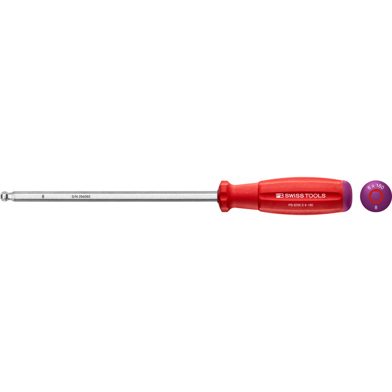 PB Swiss Tools 8206.S8-180 Cacciavite SwissGrip Esagonale Ball-End per Viti E.I. 8x180