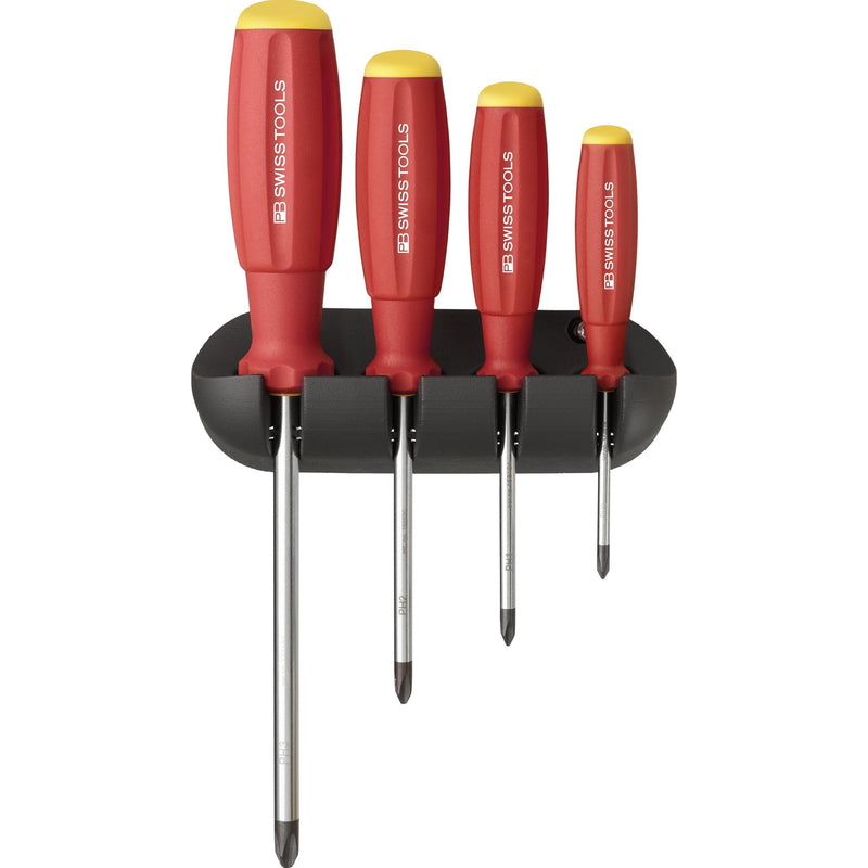 PB Swiss Tools 8242.CN Assortimento di cacciaviti SwissGrip Phillips - 4 pezzi con supporto a parete