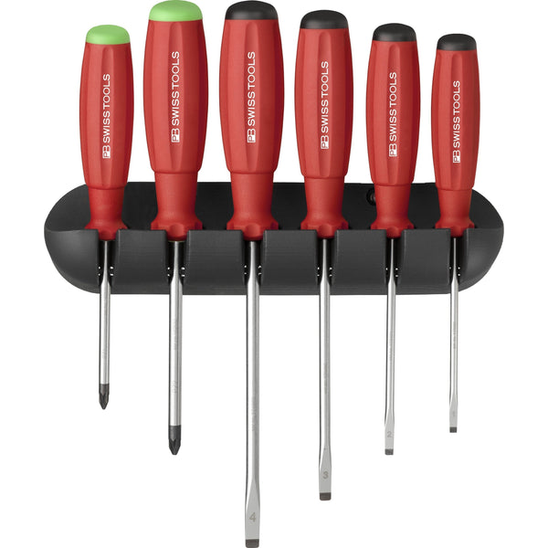 PB Swiss Tools 8245.CN Assortimento di cacciaviti SwissGrip Taglio/Pozidriv - 6 pezzi con supporto a parete