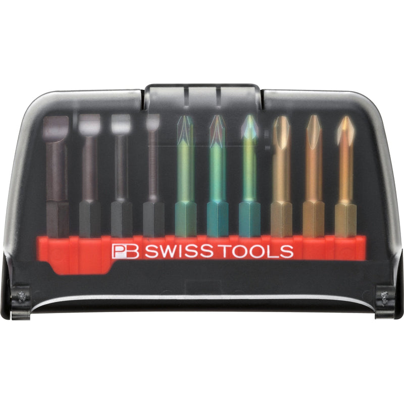 PB Swiss Tools E6.986 Assortimento PrecisionBit lunghi E6, Taglio, Phillips e Pozidriv, 10 pezzi