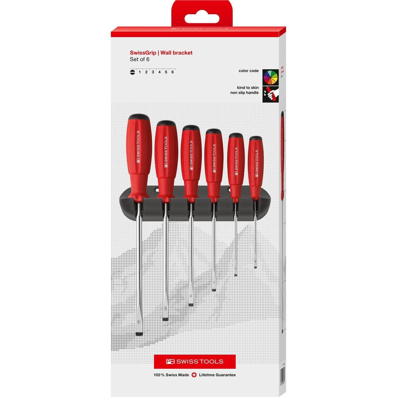 PB Swiss Tools 8240.CN Assortimento di cacciaviti SwissGrip Taglio - 6 pezzi con supporto a parete