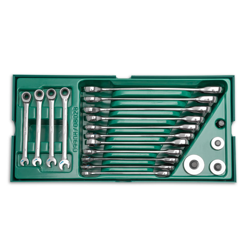 Sata ST08028 Set Chiavi Combinate a Cricchetto e Recupero 19 pezzi