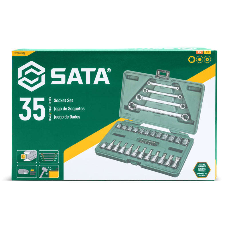 Sata ST09010SJ Cassetta 1/4" e 3/8" Bussole E-Torx e Chiavi Torx 35 pezzi