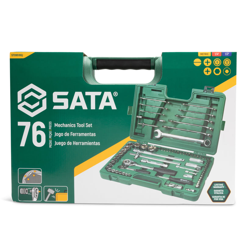 Sata ST09519SJ Cassetta 1/4" e 1/2" Esagonale Bussole e Chiavi 76 pezzi