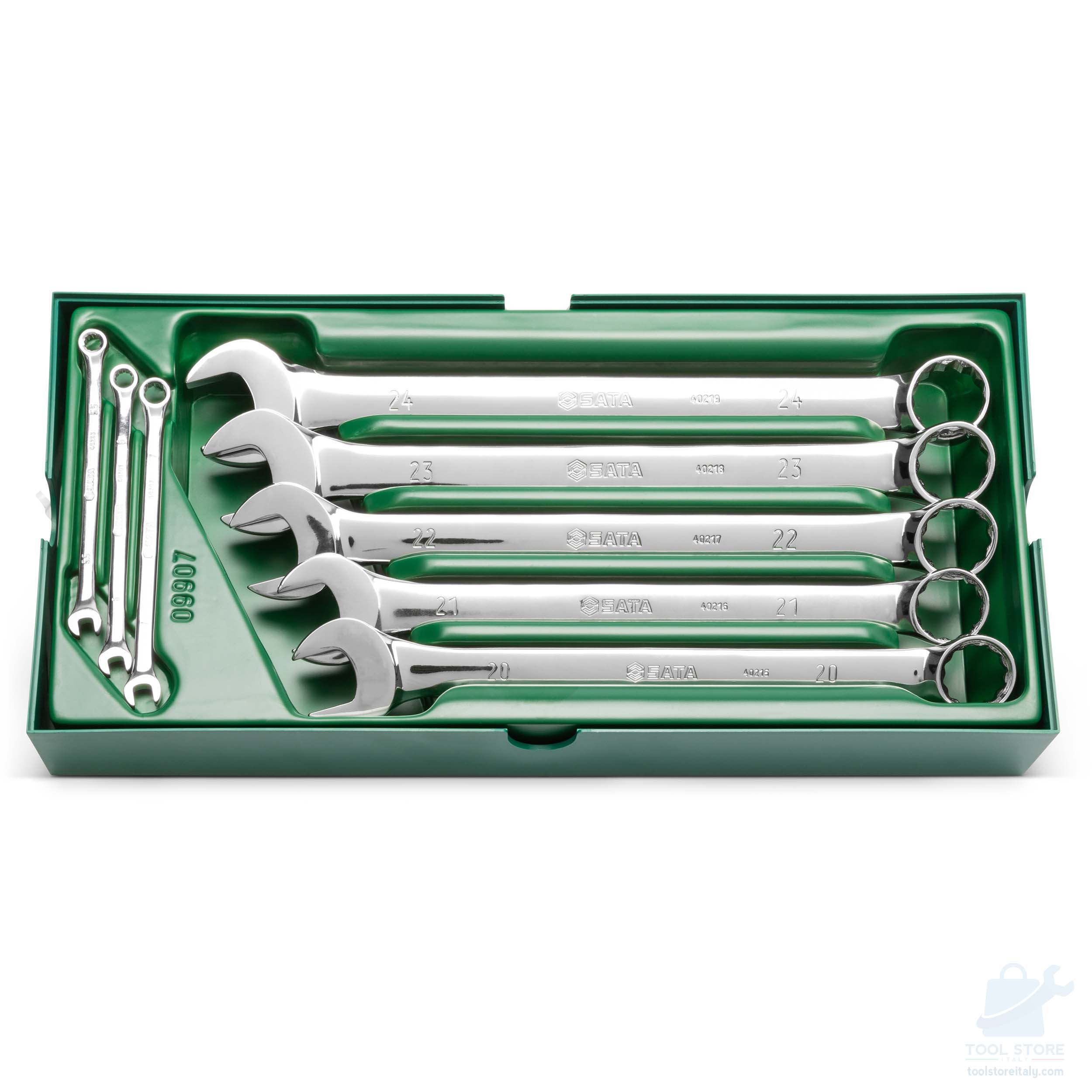Set Da 11 Chiavi Combinate Metriche Titan – Misure Da 8 A 18 Mm, In Acciaio Cromo Vanadio, Con Rack Riutilizzabile