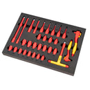 SATA SC09928 Set VDE 68 pezzi – bussole e cricchetti VDE isolati su vassoi EVA Foam